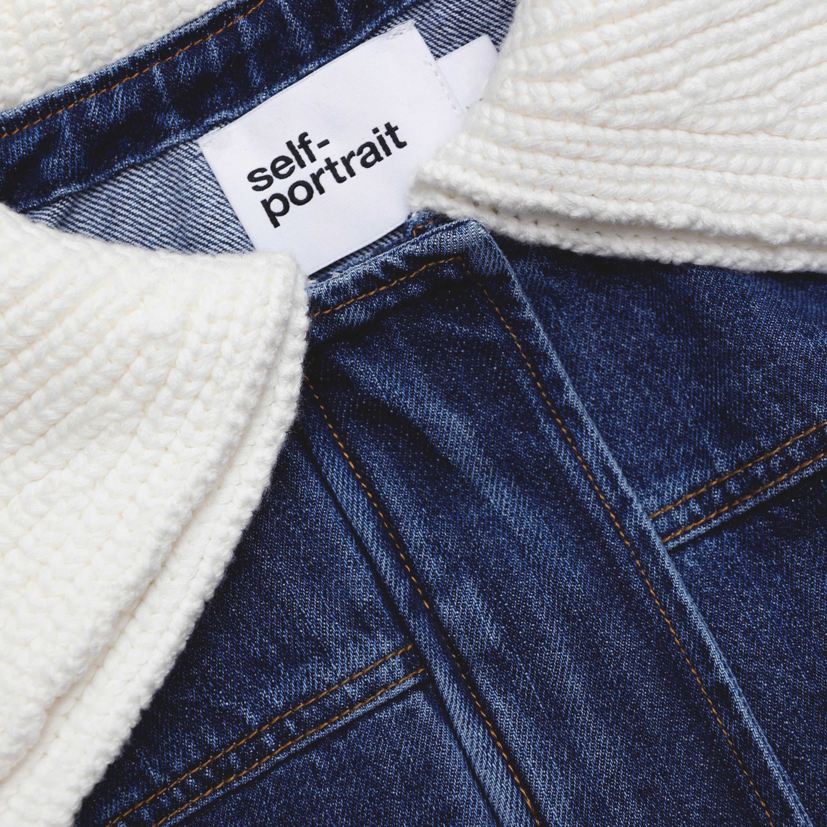 Denim Knit Collar Jacket - 5