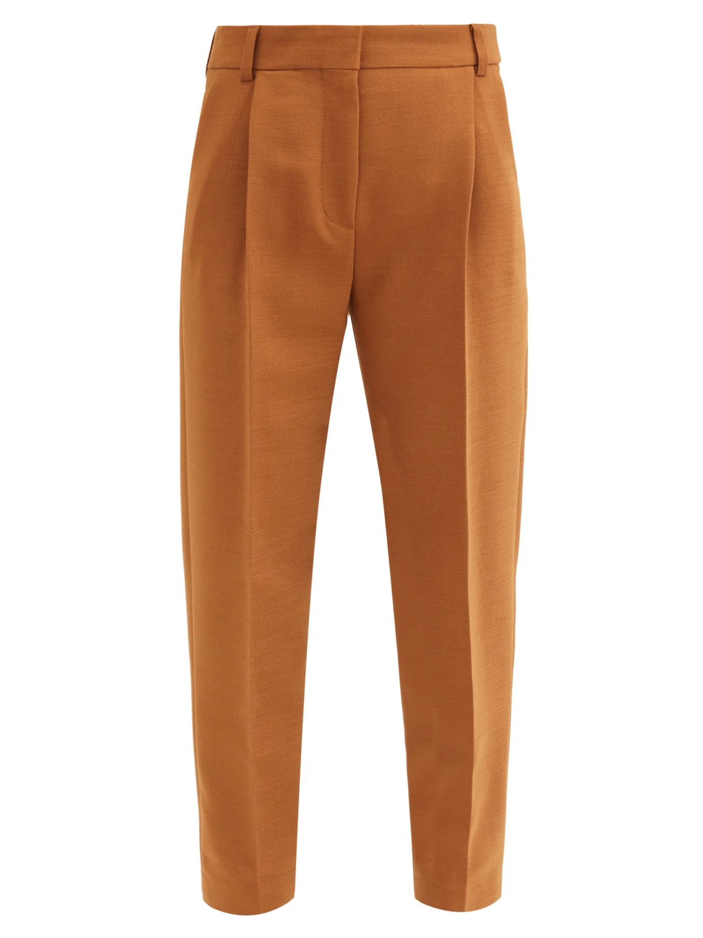 City cropped pleated-rise twill trousers - 1