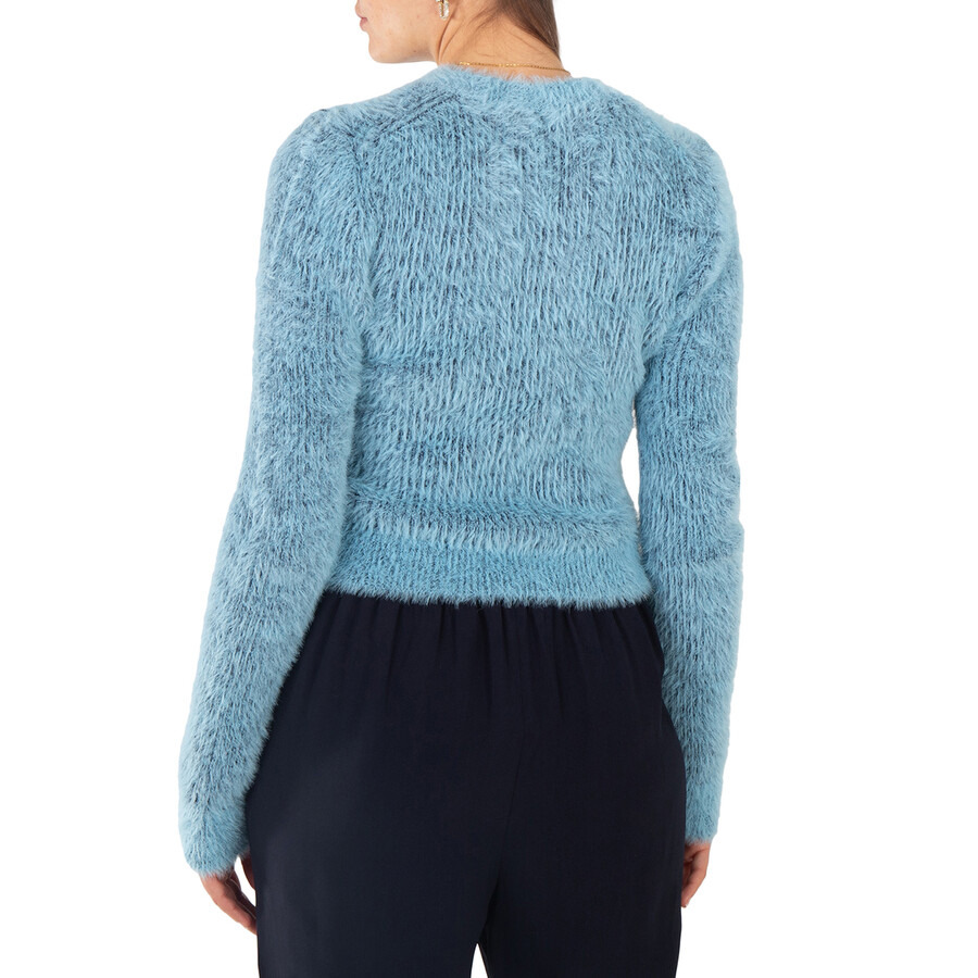 Stella McCartney Ladies Blue Brushed-Effect Ribbed-Knit Jumper - 4