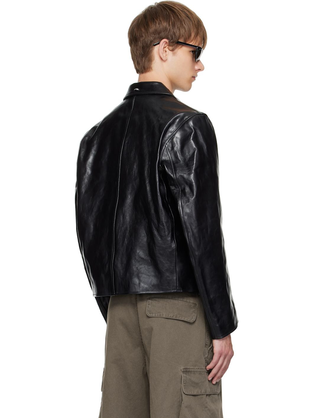 Black Mini Leather Jacket - 3