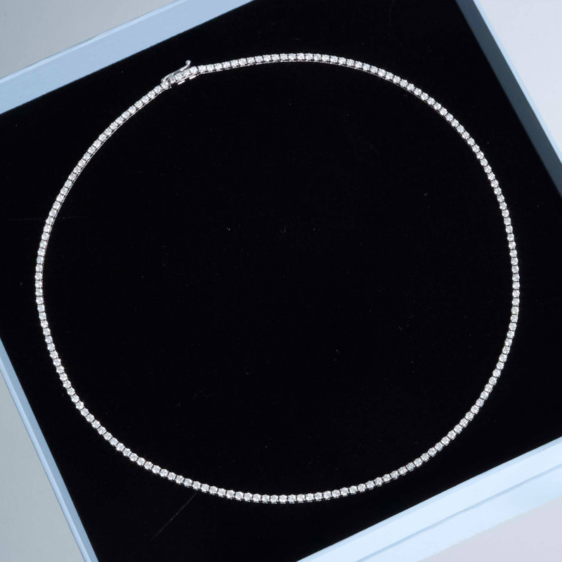 Unflippable Tennis Necklace in White Gold 4