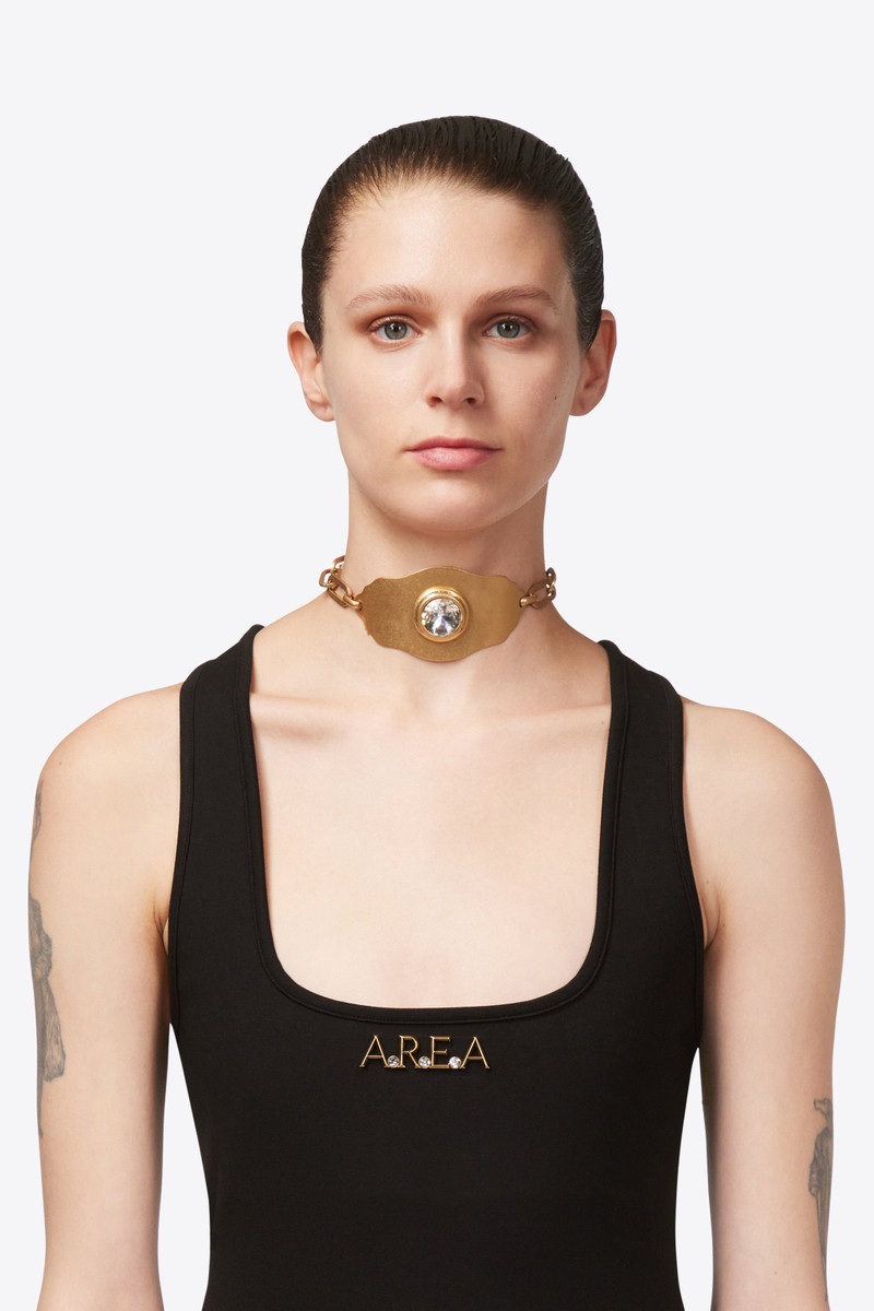 AREA CRYSTAL CHAIN PLATE CHOKER NECKLACE outlook