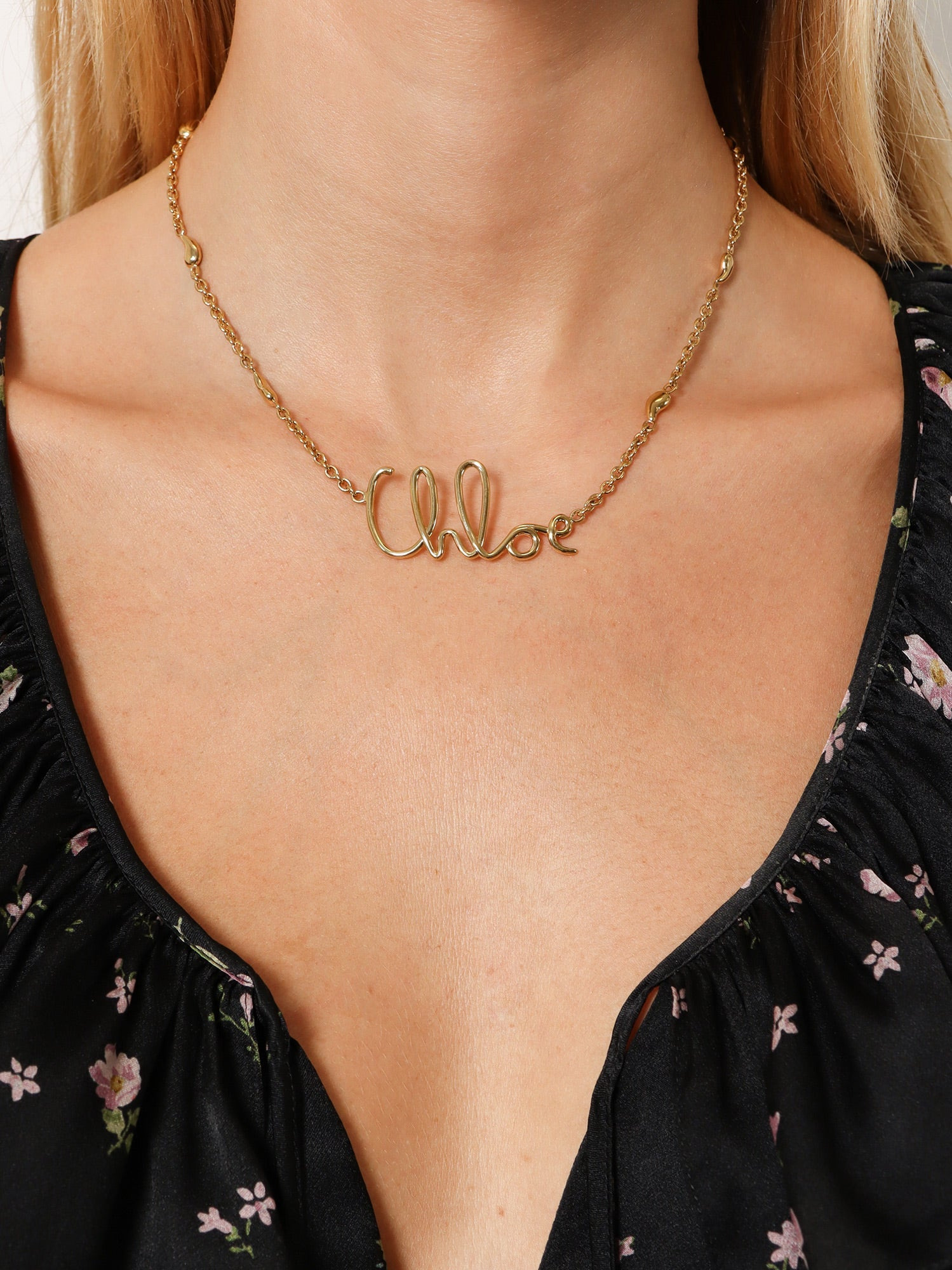 CHLOE' - Chloe' Brass Necklace With Lettering Logo - 2