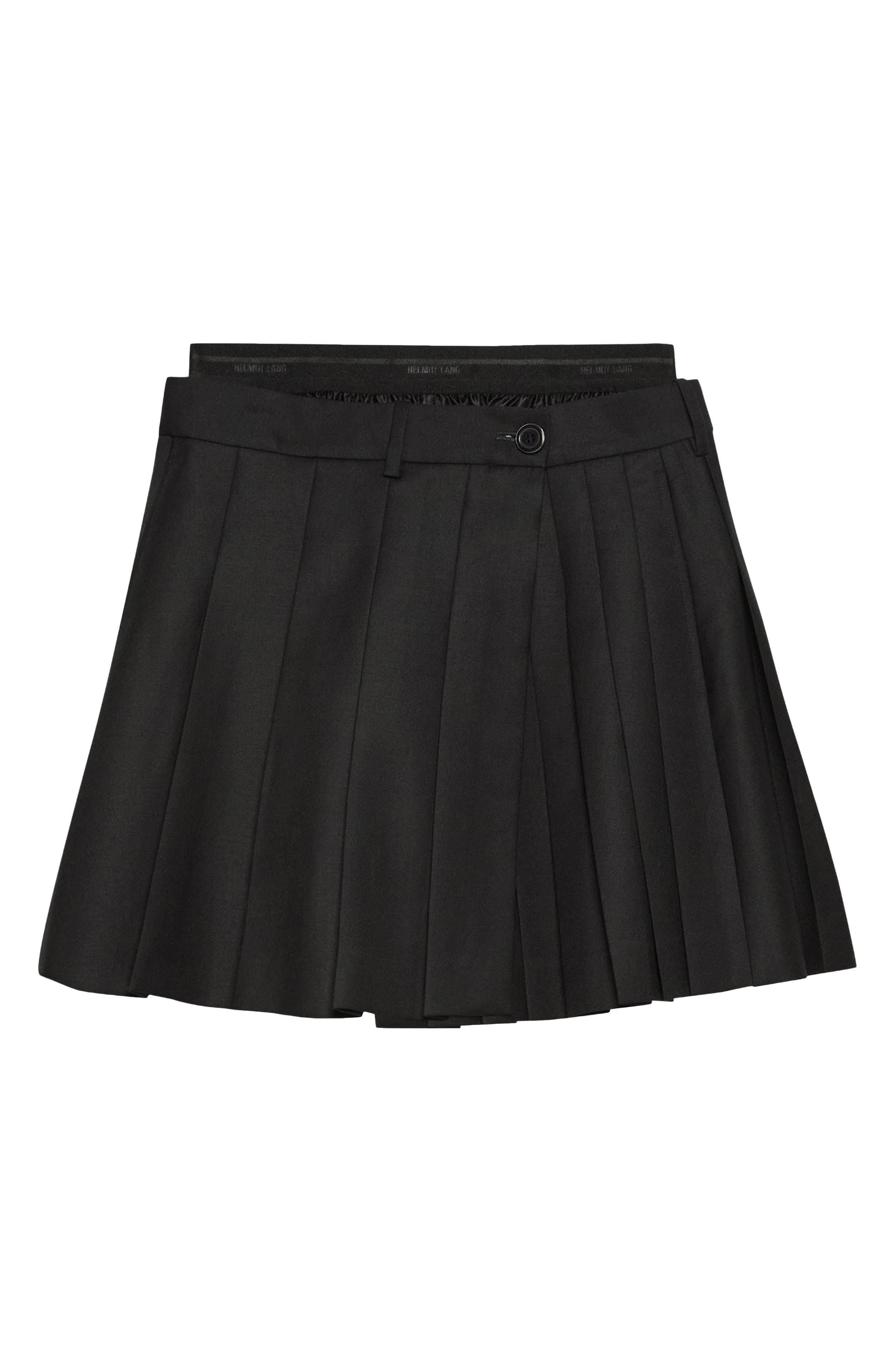 Helmut Lang Pleated Wool Skort in Black at Nordstrom - 4