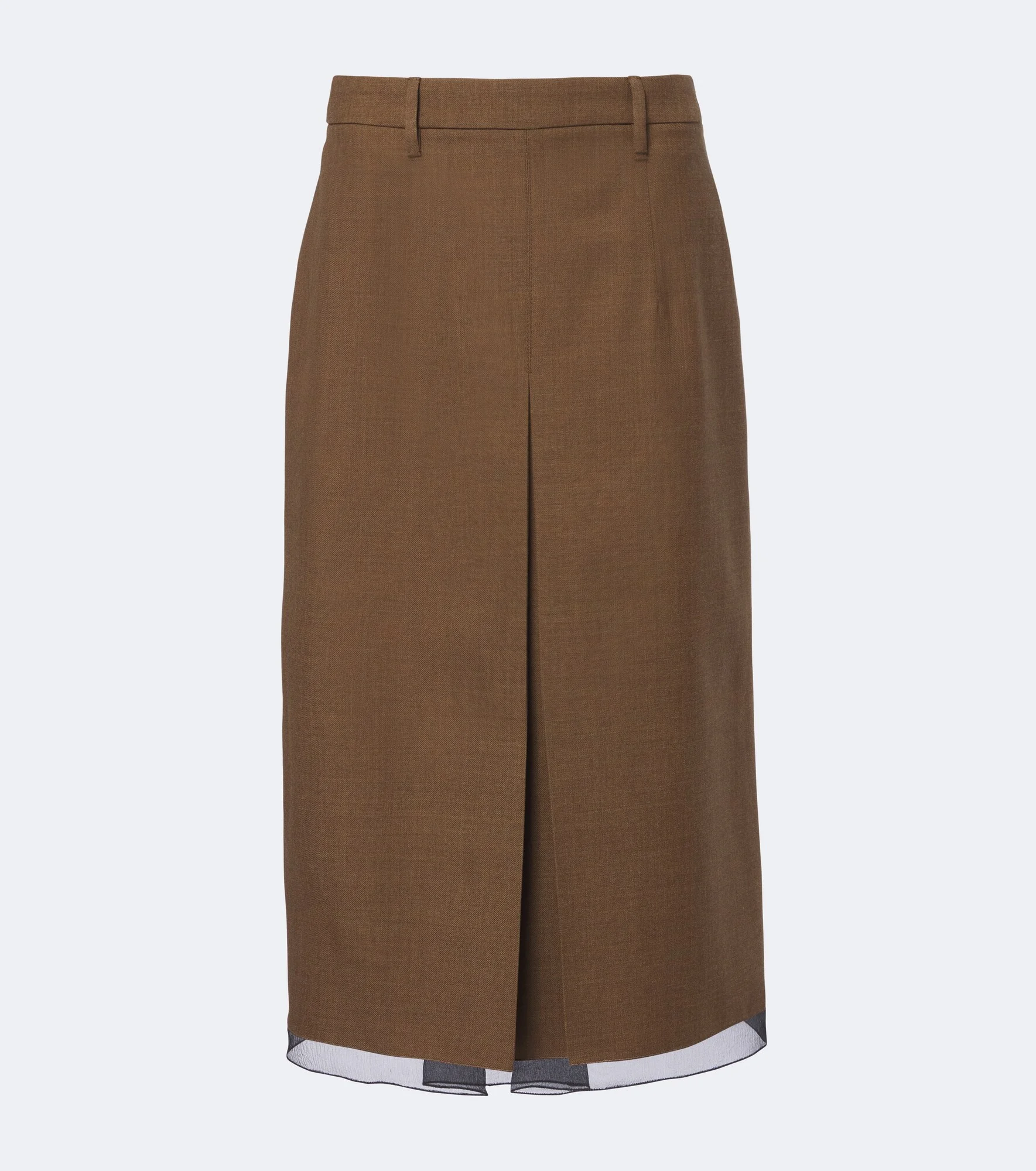 Chiffon-trimmed virgin wool midi skirt - 1
