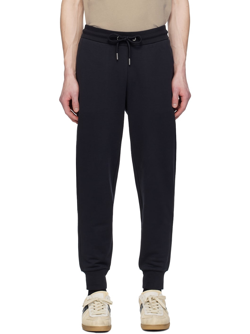 Navy Tricolor-Trimmed Cotton Sweatpants - 1