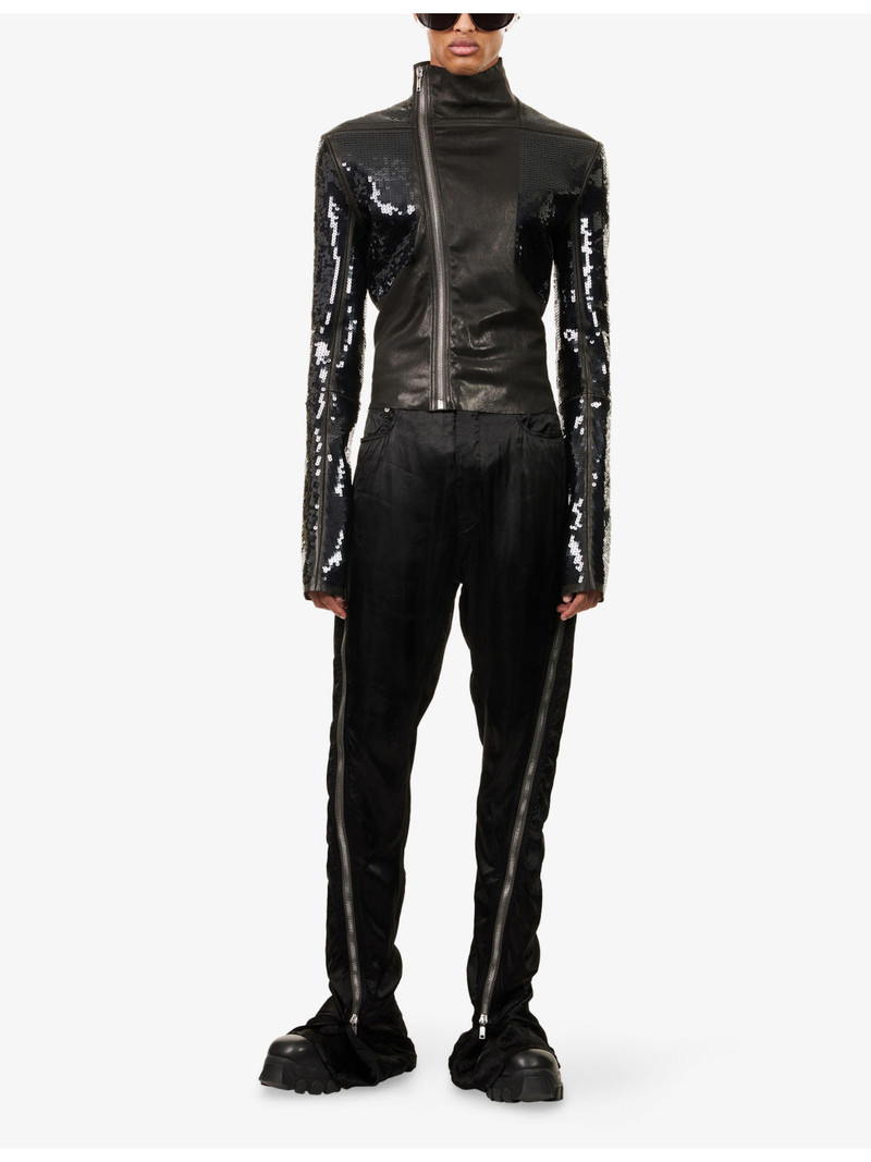 Rick Owens Gary Sequin-Embellished Leather Jacket outlook