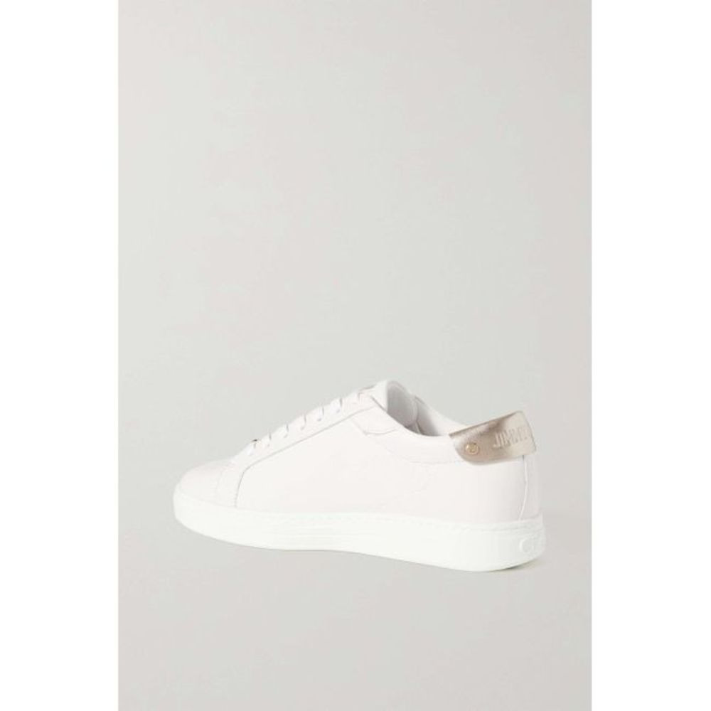 Jimmy Choo Women White Rome Metallic-Trimmed Leather Sneakers - 4