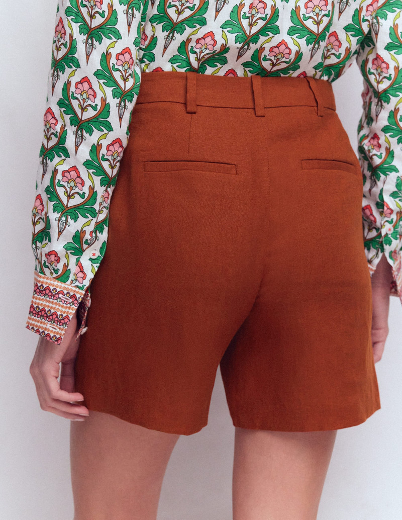 Belgravia Linen Shorts-Burnt Orange 4