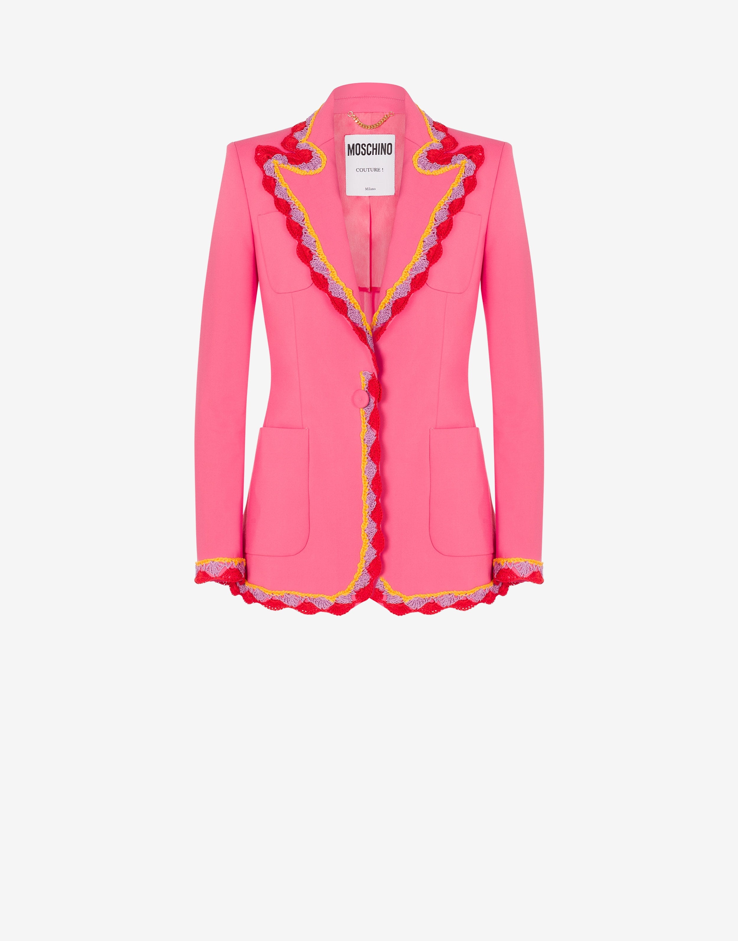 CROCHET DETAILS STRETCH CANVAS JACKET - 1