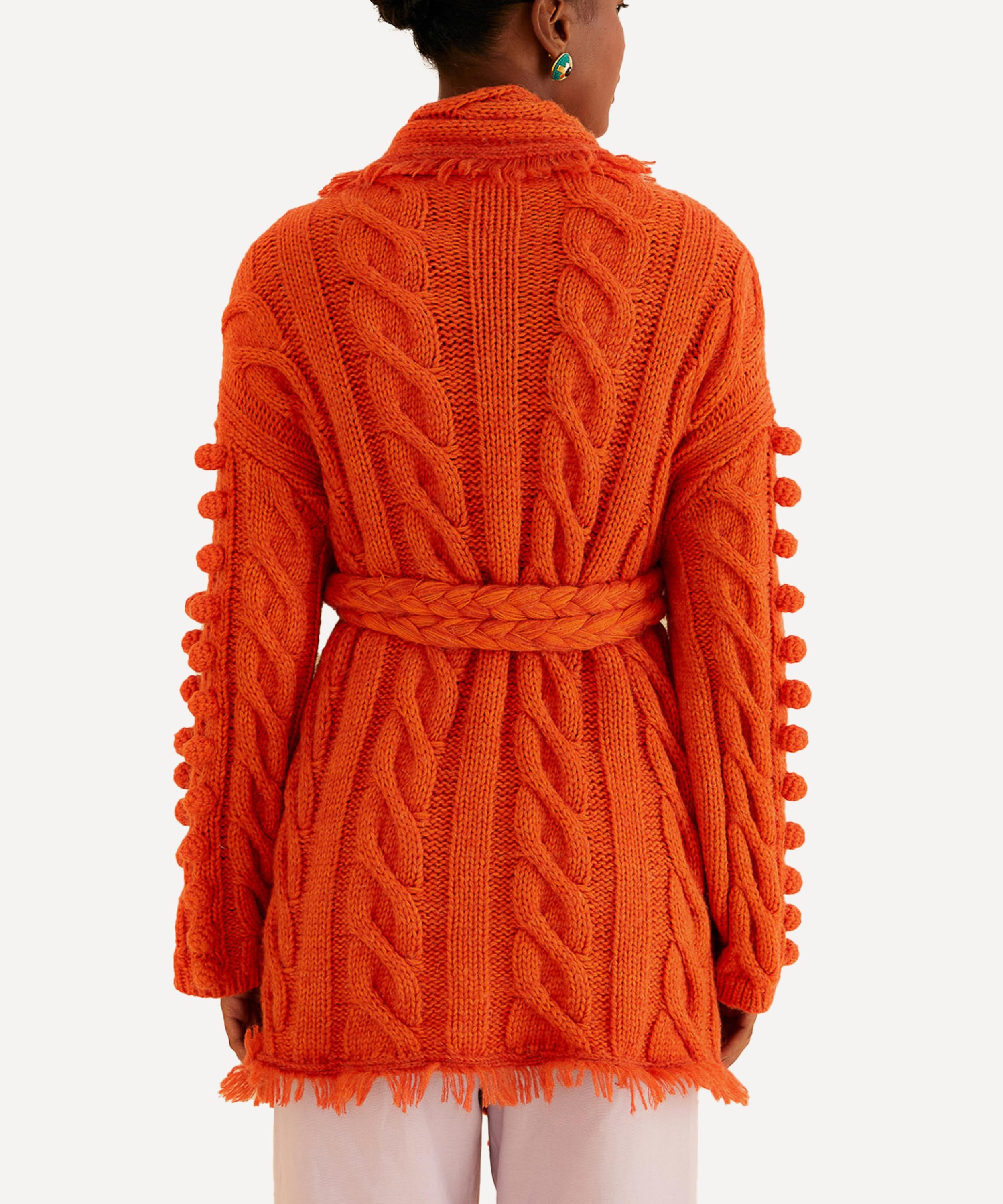 Orange Braided Knit Cardigan - 3