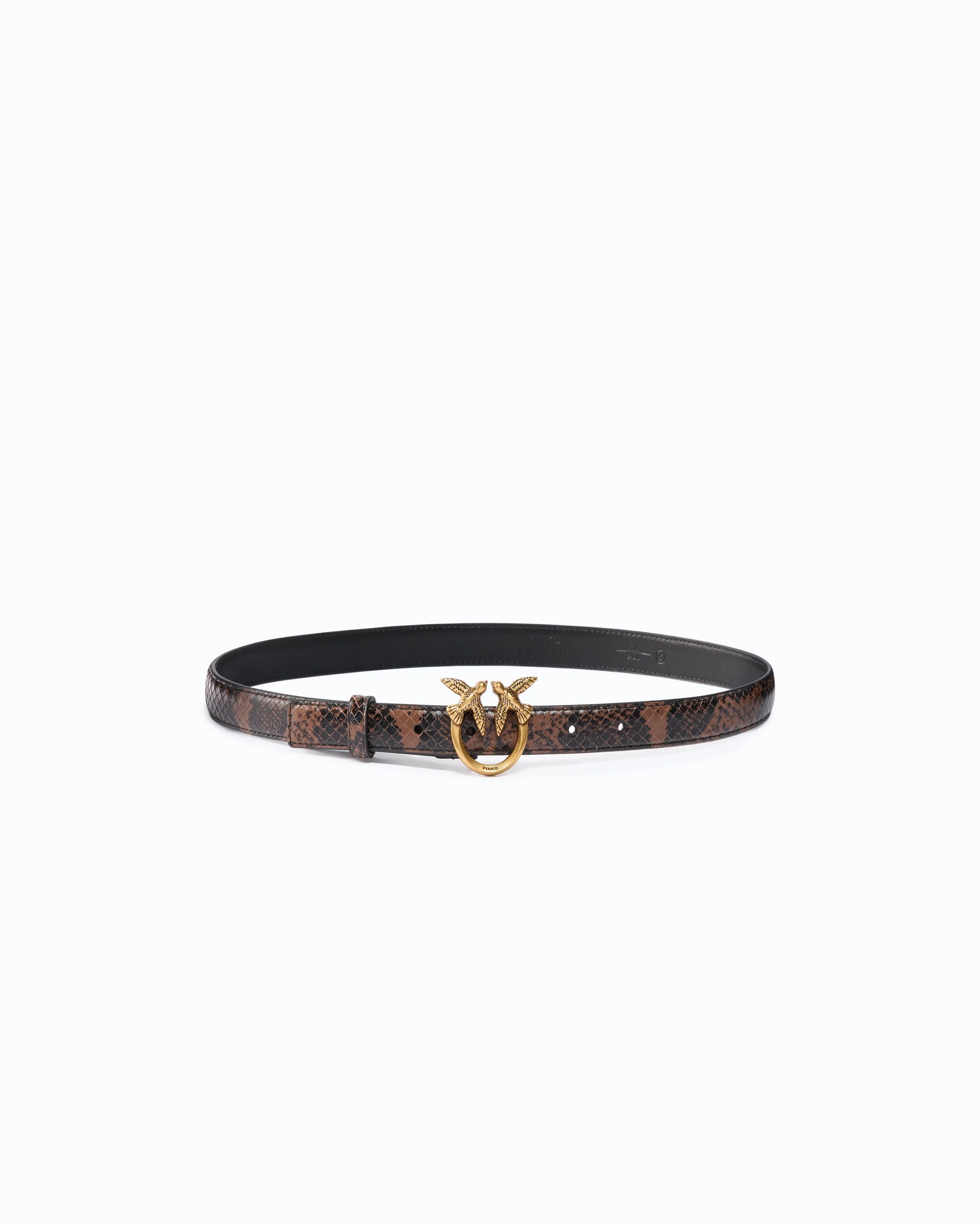 PYTHON-PRINT BELT WITH LOVE BIRDS BUCKLE, 2 CM - 1