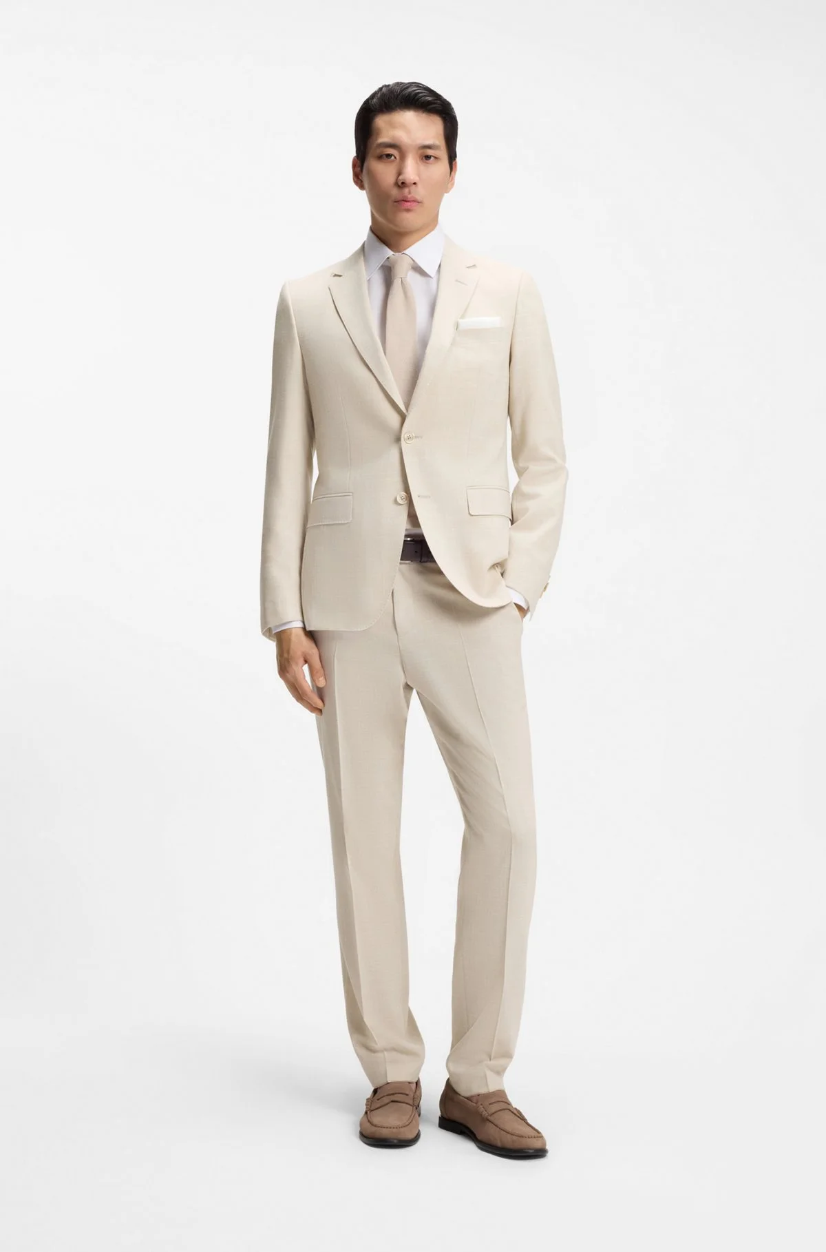 TWO-PIECE SLIM-FIT SUIT IN MICRO-PATTERNED CLOTH - 1