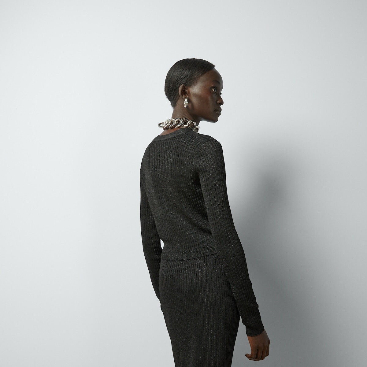Gucci Rib Stitch Viscose Lame Cardigan - 3