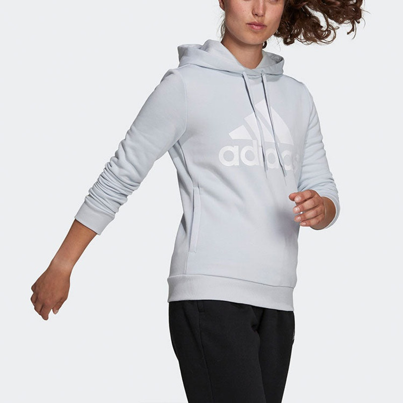 adidas (WMNS) adidas Loungewear Logo Fleece Hoodie 'Grey' H07890 outlook