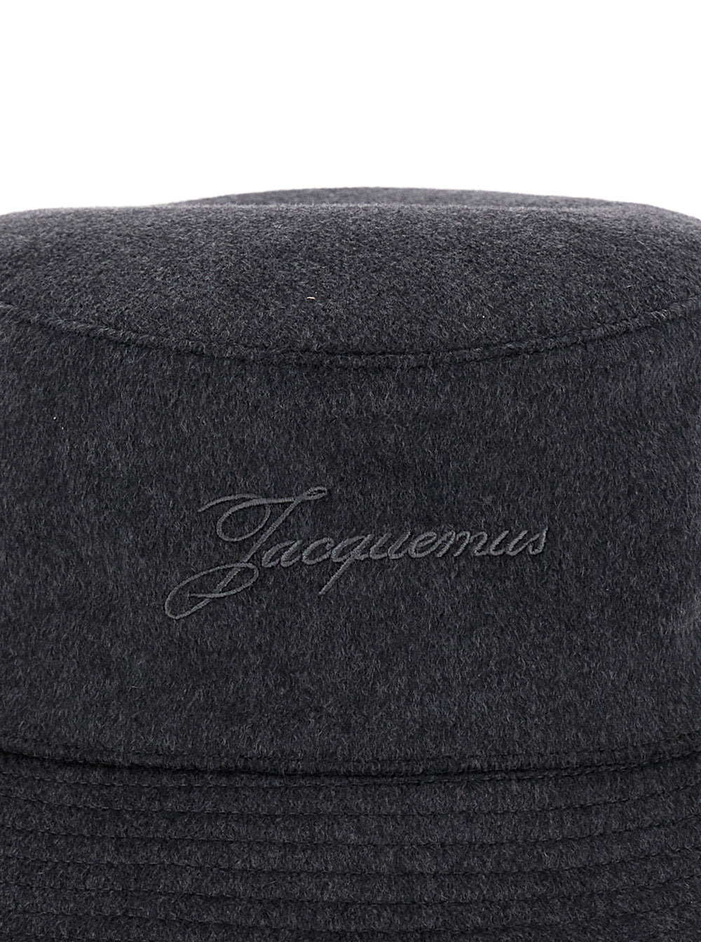 Jacquemus Men 'Le Bob Cachemiro' Grey Bucket Hat With Logo Lettering Embroidery On The Front And Rib - 3