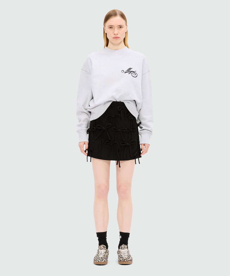 MSGM Black miniskirt in double crepe cady with bow detail outlook