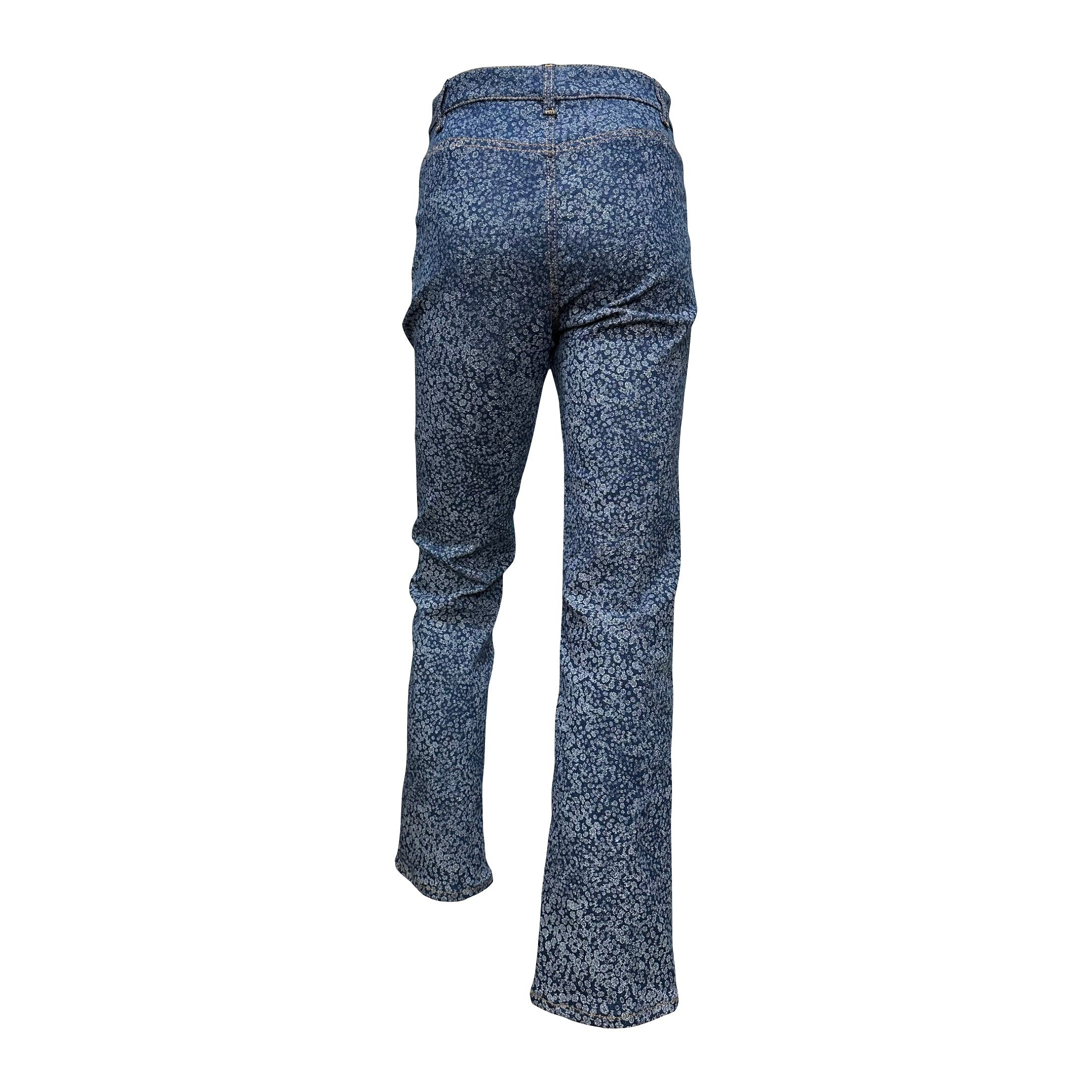 CHANEL Spring Summer 2021 CC Logo Floral Printed High Rise Denim Pants - 2