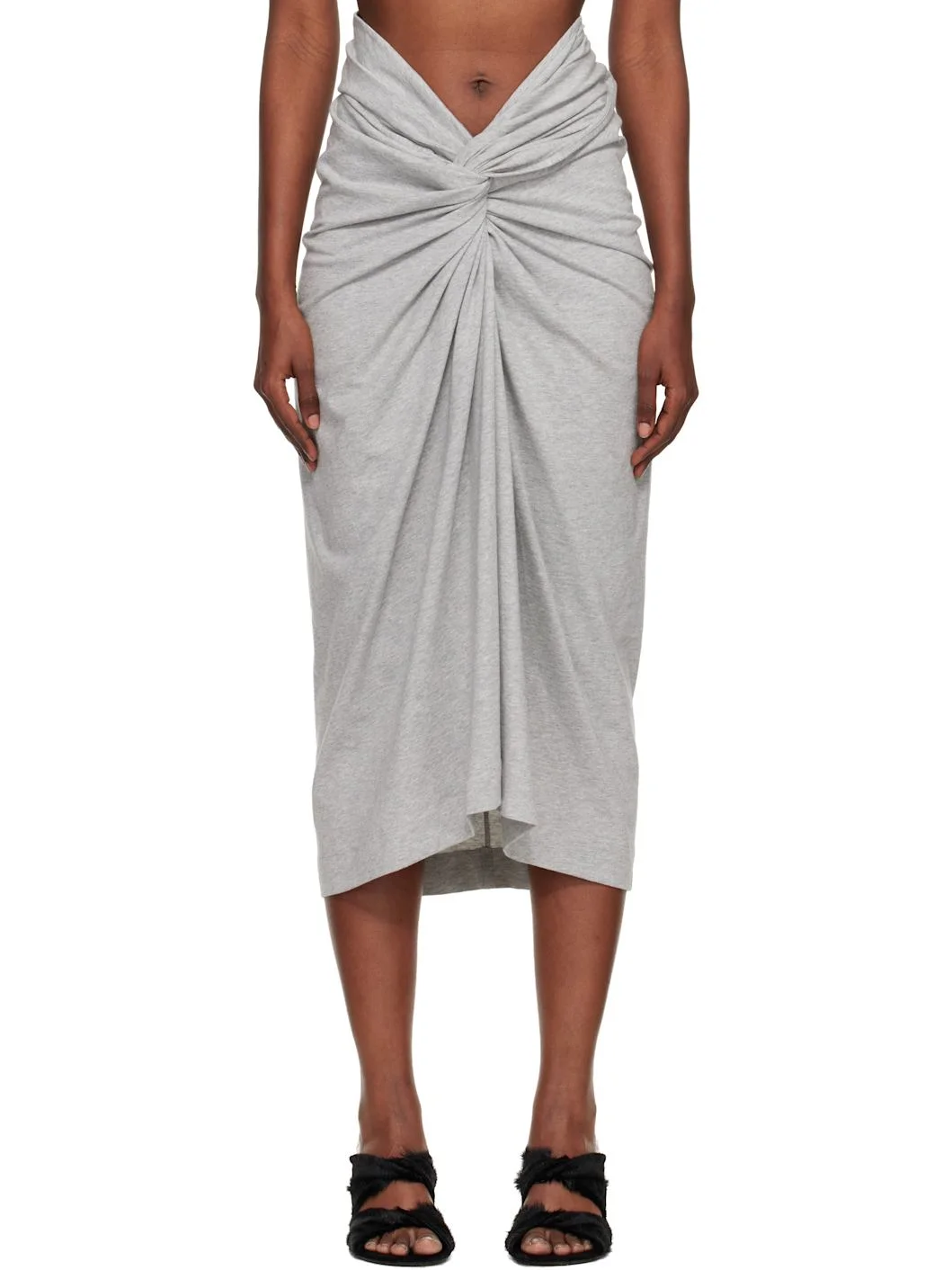Gray Jersey Midi Skirt - 1