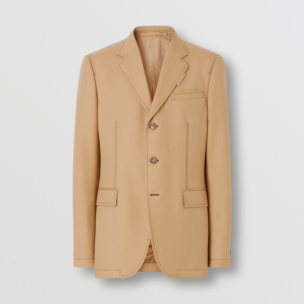 Topstitched Wool Tailored Jacket - 1