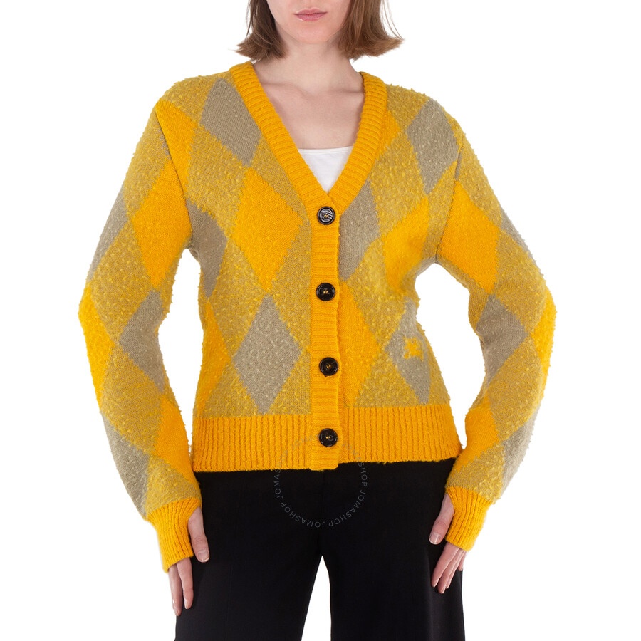 Burberry Argyle Diamond Patterned Rib Trim Cardigan - 4