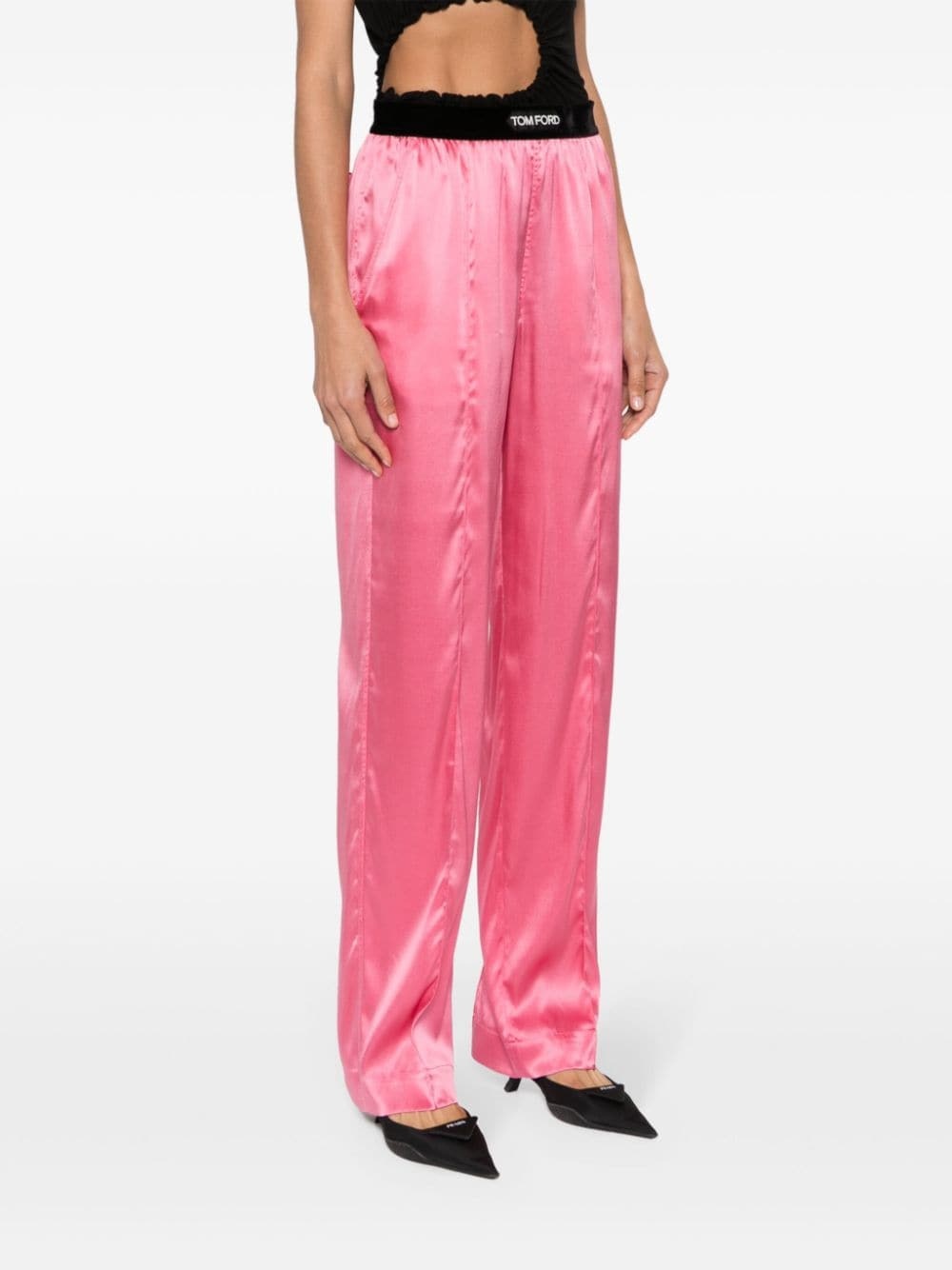 straight-leg silk trousers - 3