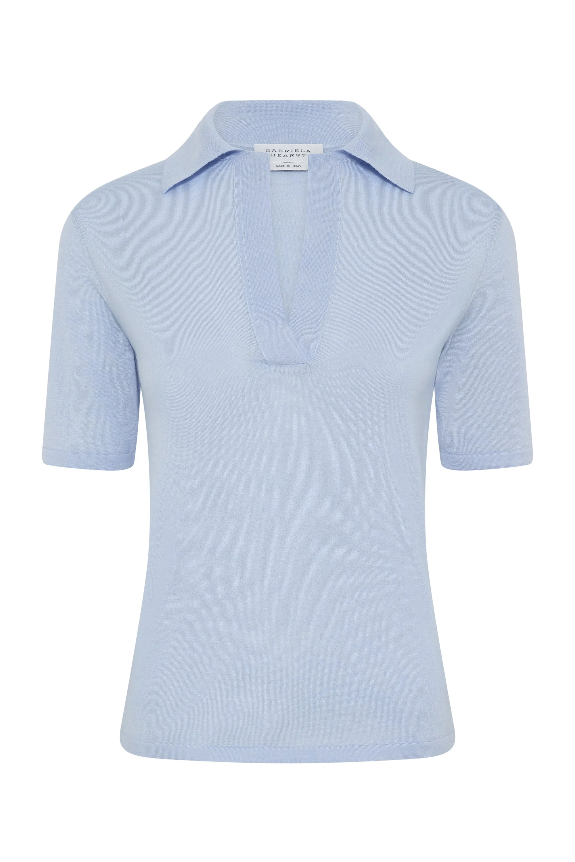Caius Knit Short Sleeve Polo in Halogen Blue Cashmere Silk - 1