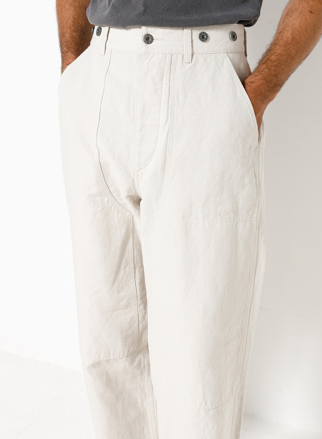 Carpenter Pant Cotton Linen in Off White - 5