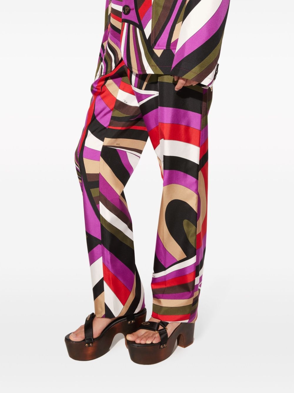 abstract-print silk trousers - 5