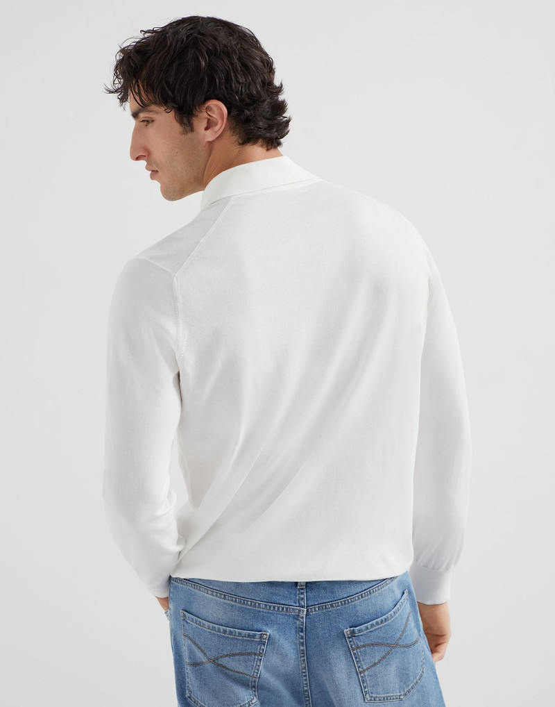 Brunello Cucinelli Cotton lightweight knit polo shirt outlook