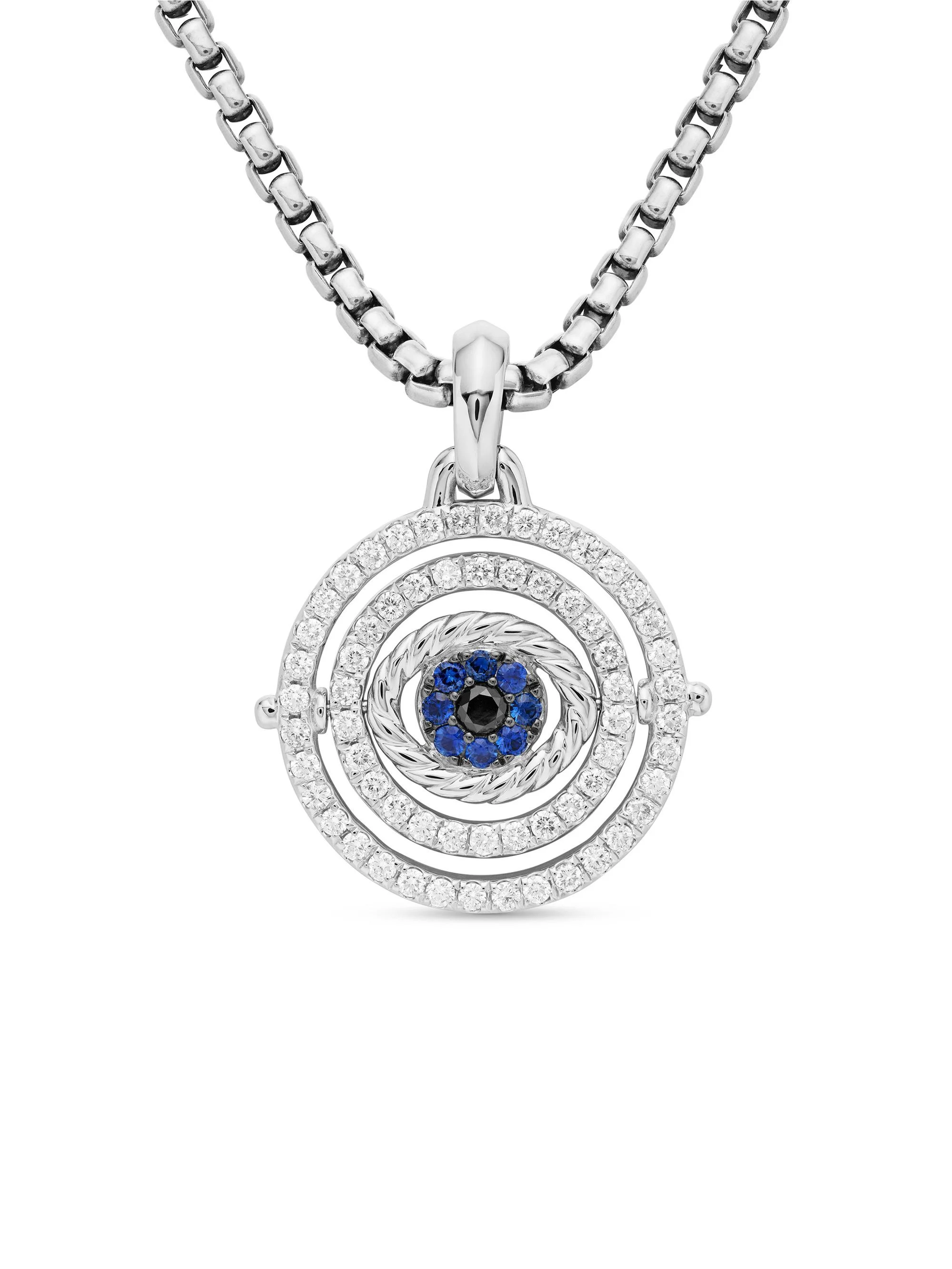 Women's Evil Eye Mobile Amulet with Diamonds - Light Blue Sapphire - 1