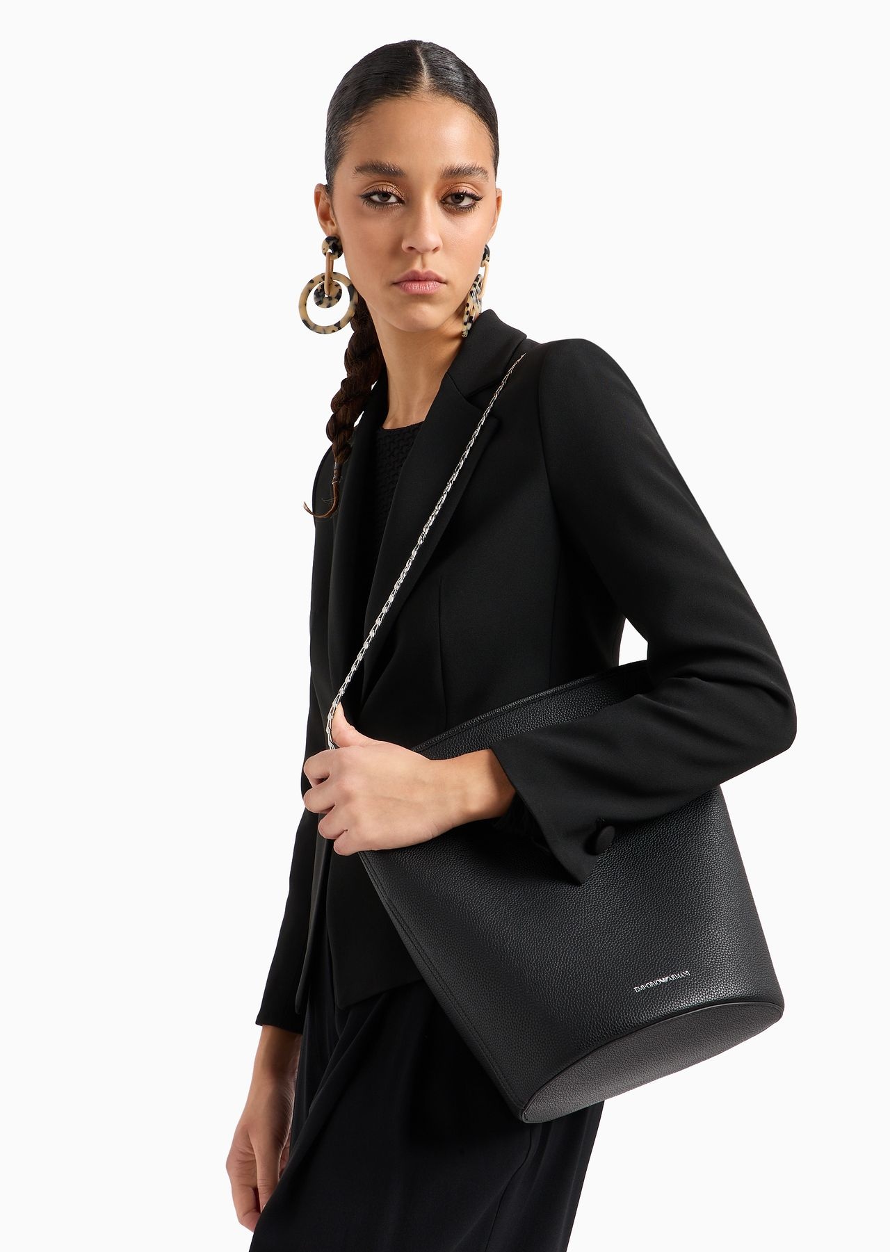 Deer-print bucket bag with chain strap - 8