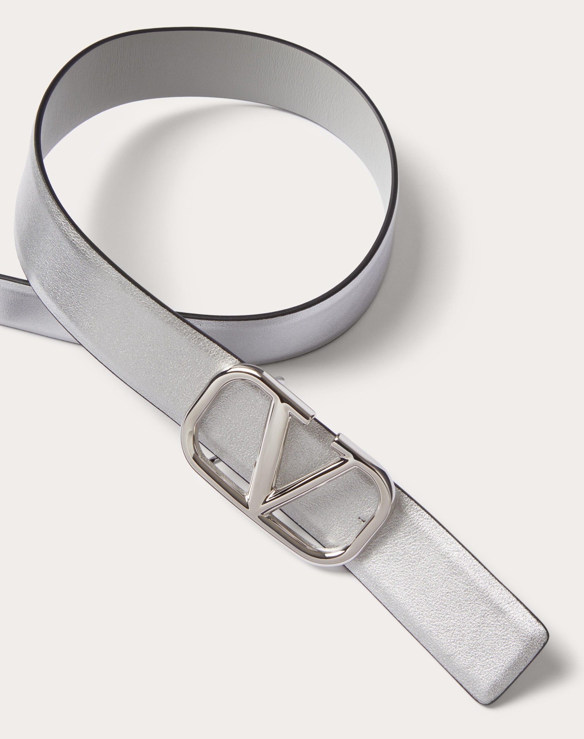 VLOGO SIGNATURE REVERSIBLE BELT IN METALLIC AND SHINY CALFSKIN 30 MM - 2