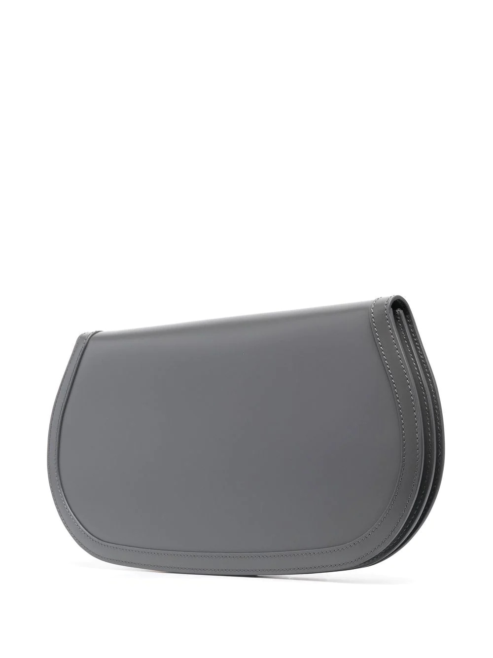 logo-plaque leather clutch bag - 3