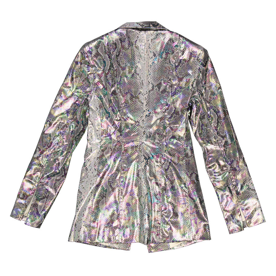 Rotate Ladies Spiced Plum Comb Snake Print Blazer - 2
