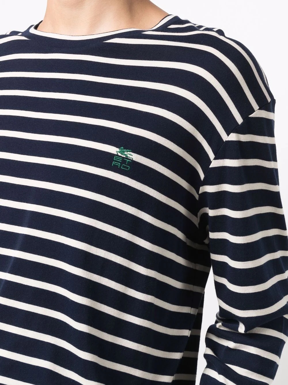 logo-embroidered striped cotton T-shirt - 5