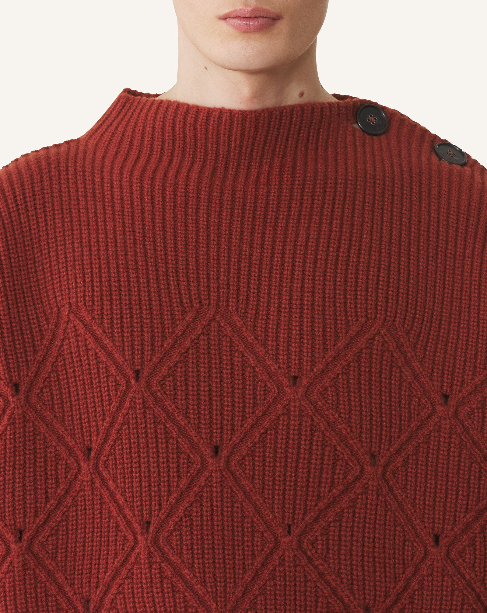 DIAMOND DETAIL WOOL PULLOVER SWEATER - 5