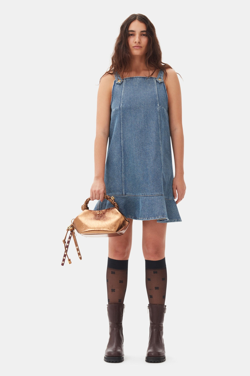 GANNI BLUE DENIM MINI DRESS outlook