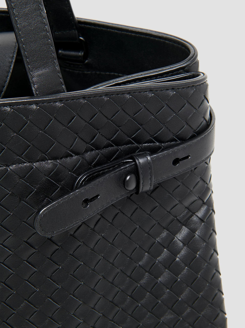 Men's Archive Intrecciato Leather Tote Bag - Black Brass Vibra 5