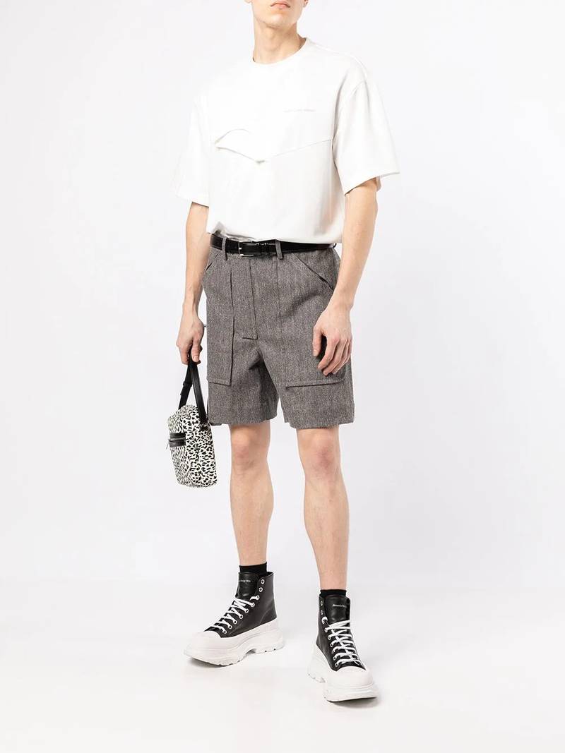 FENG CHEN WANG logo-print patchwork T-shirt outlook
