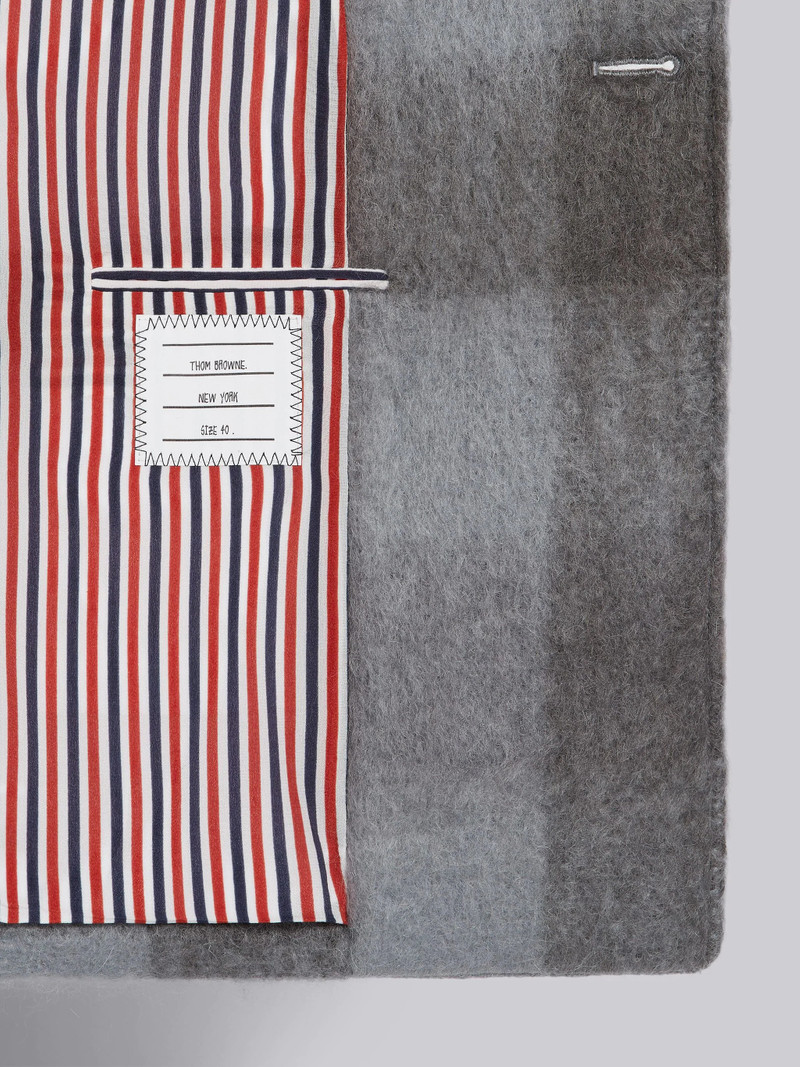 Medium Grey Hairy Mohair Buffalo Check Double Breasted High Break Cape 6