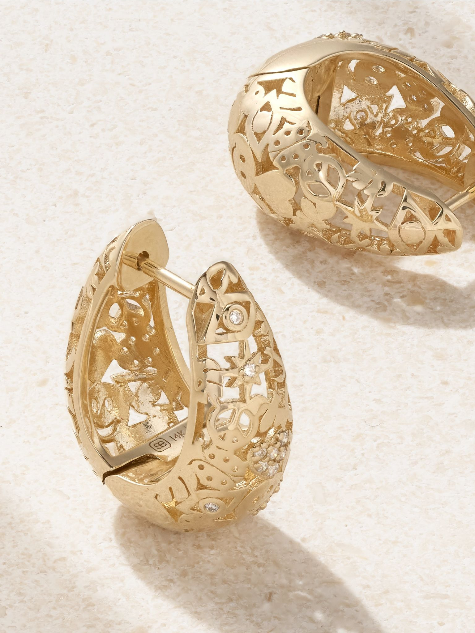 Icon Wallpaper 14-karat gold diamond hoop earrings Gold - 3