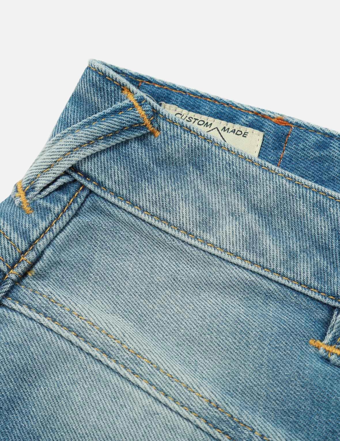 GRAFFITI DARUMA DAICOCK PRINT DENIM TAPER JEANS - 11