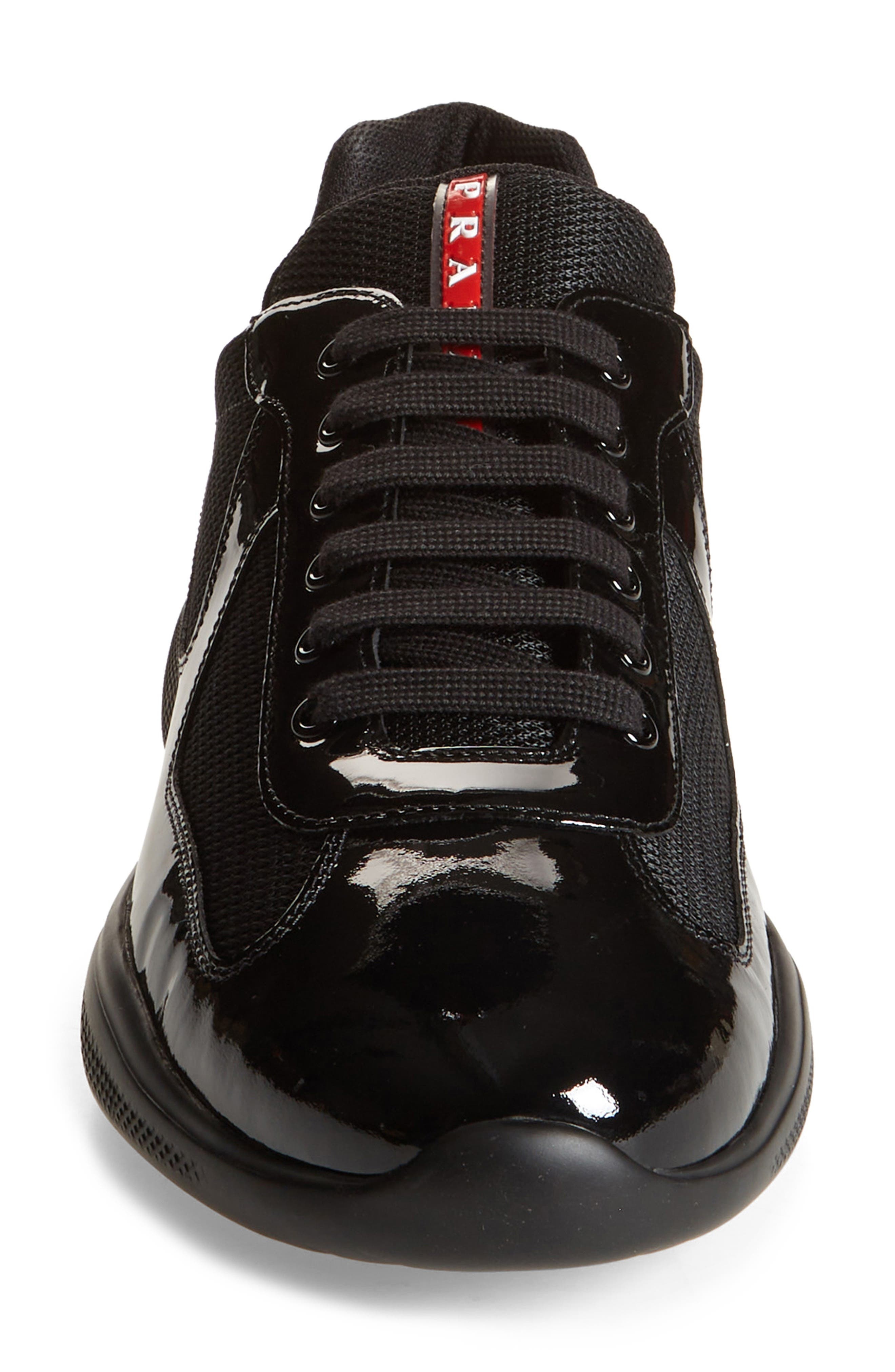 Prada America's Cup Vernice Bike Low Top Sneaker in Nero at Nordstrom - 4
