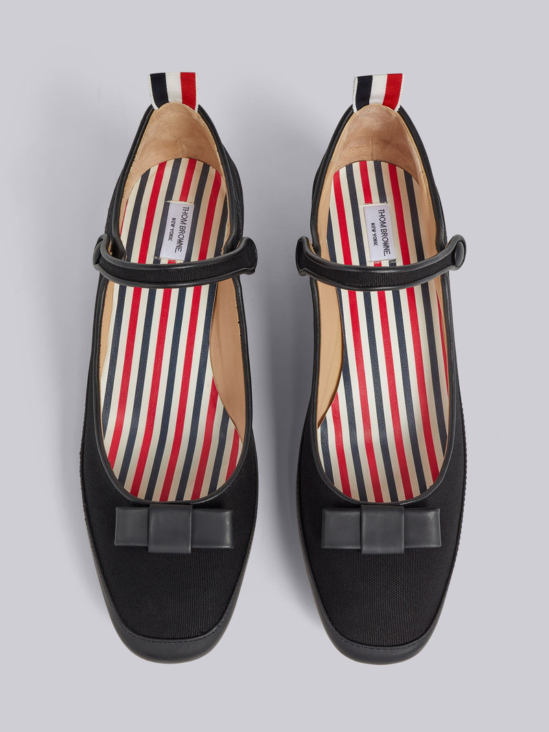 Black Cotton Canvas Thom John Tennis Block Heel 4