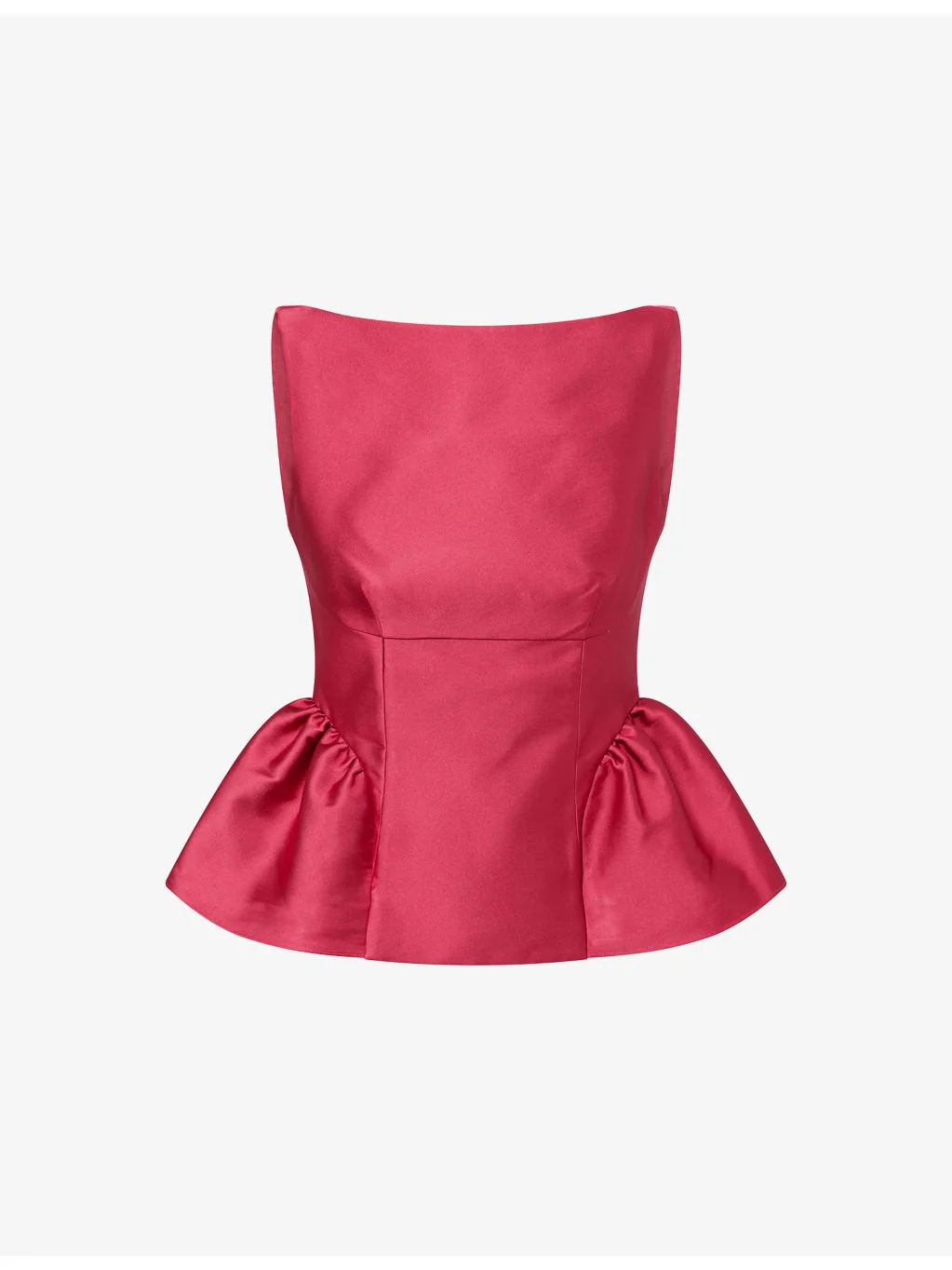 Ruffled-Hem Cinched-Waist Taffeta Top - 1