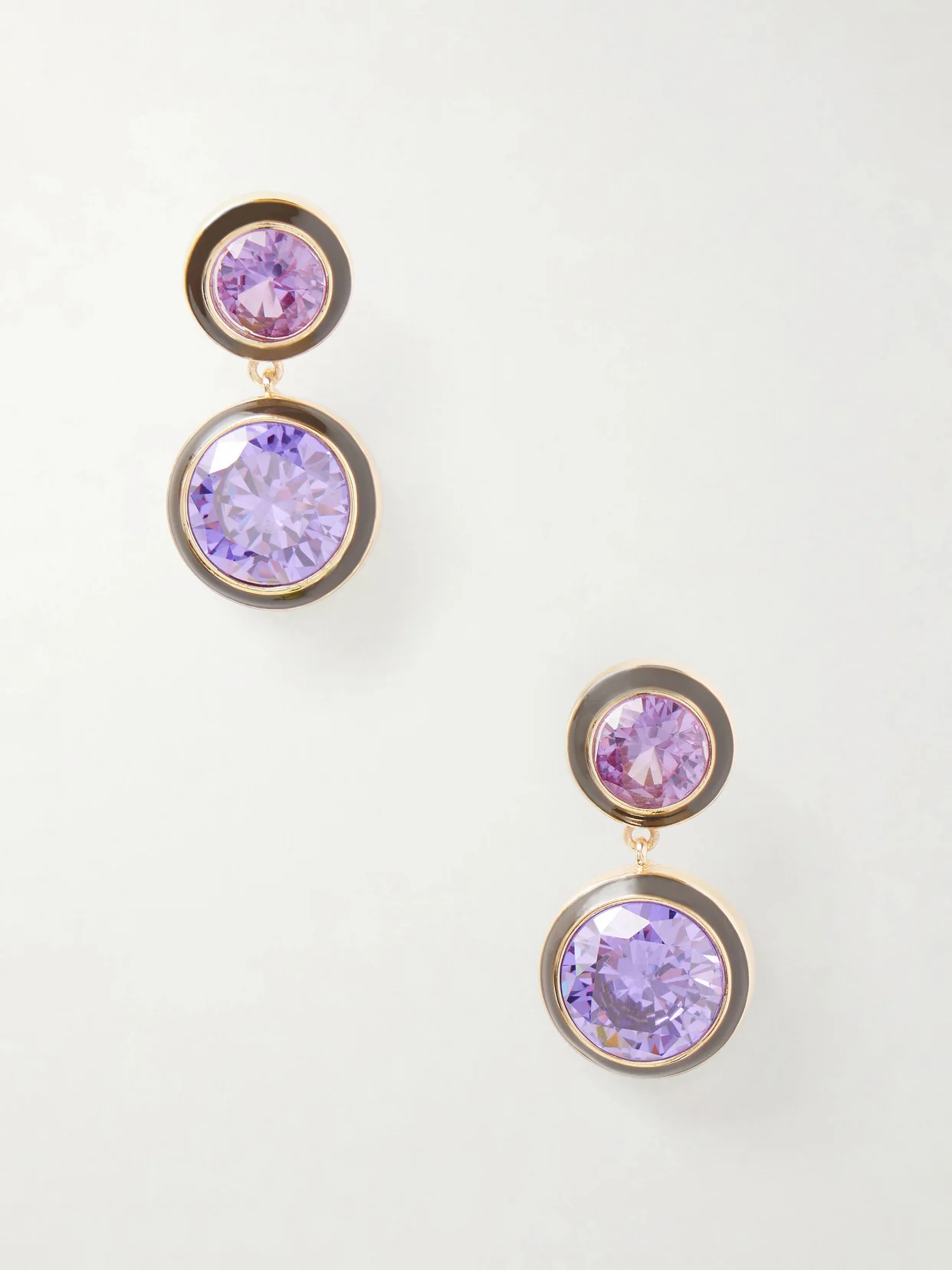 The Cubic Double Gold-tone, Cubic Zirconia And Enamel Earrings - 1