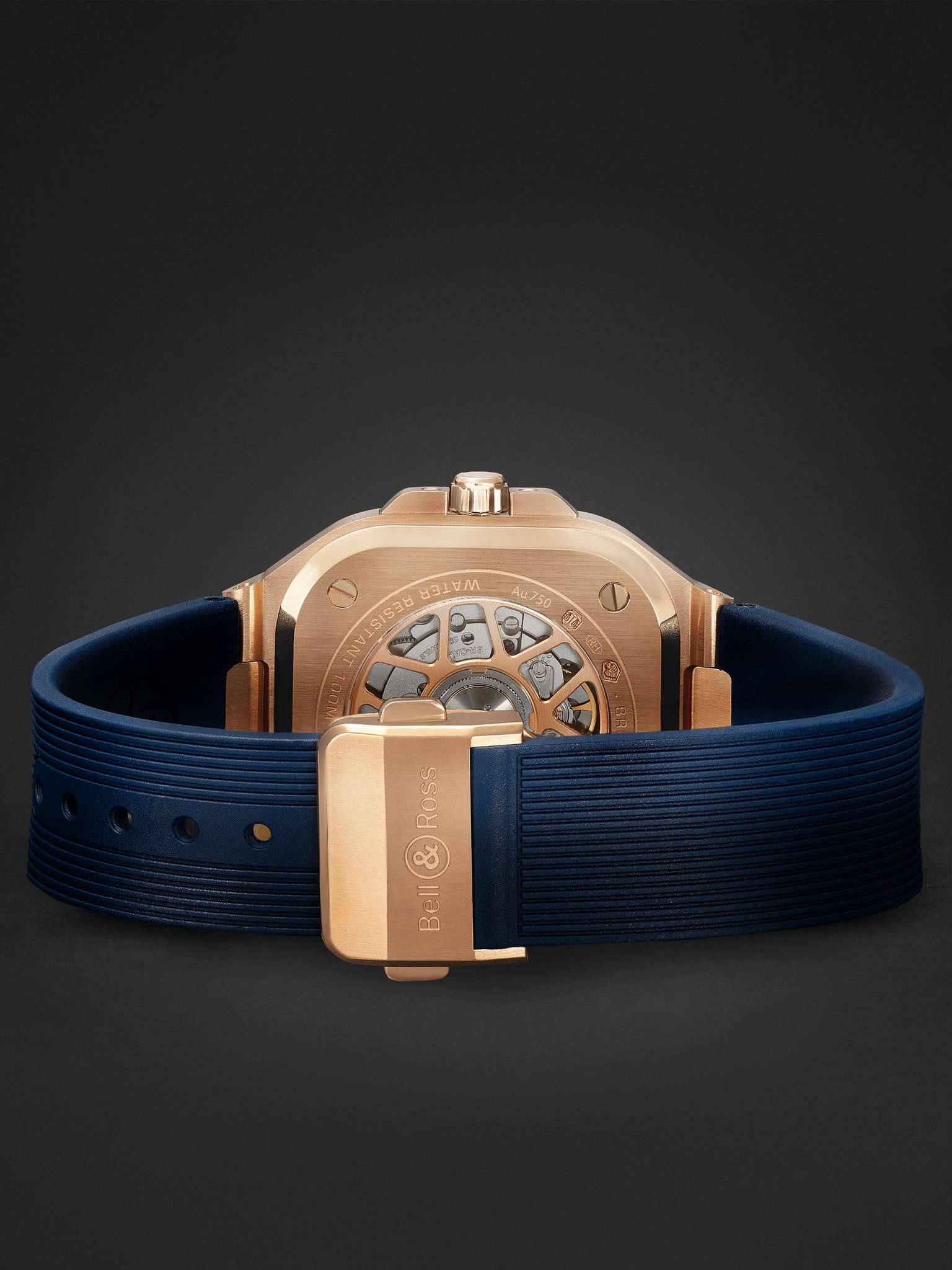 BR 05 Blue Gold Automatic 40mm 18-Karat Rose Gold and Rubber Watch, Ref. No. BR05A-BLU-PG/SRB - 7