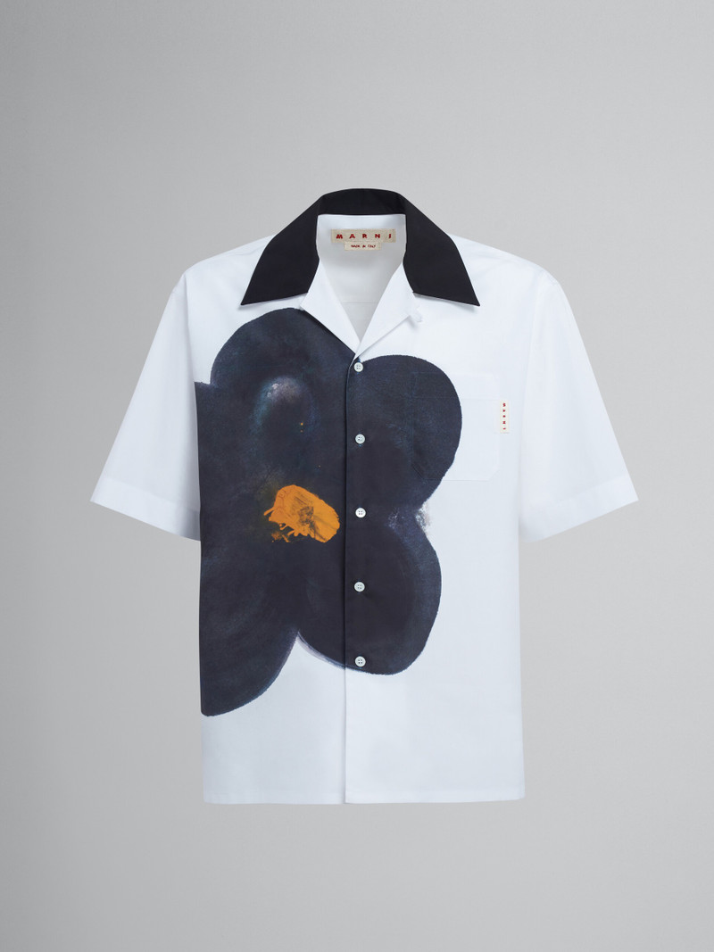 BLACK DAISY PRINT BIO POPLIN BOWLING SHIRT 1