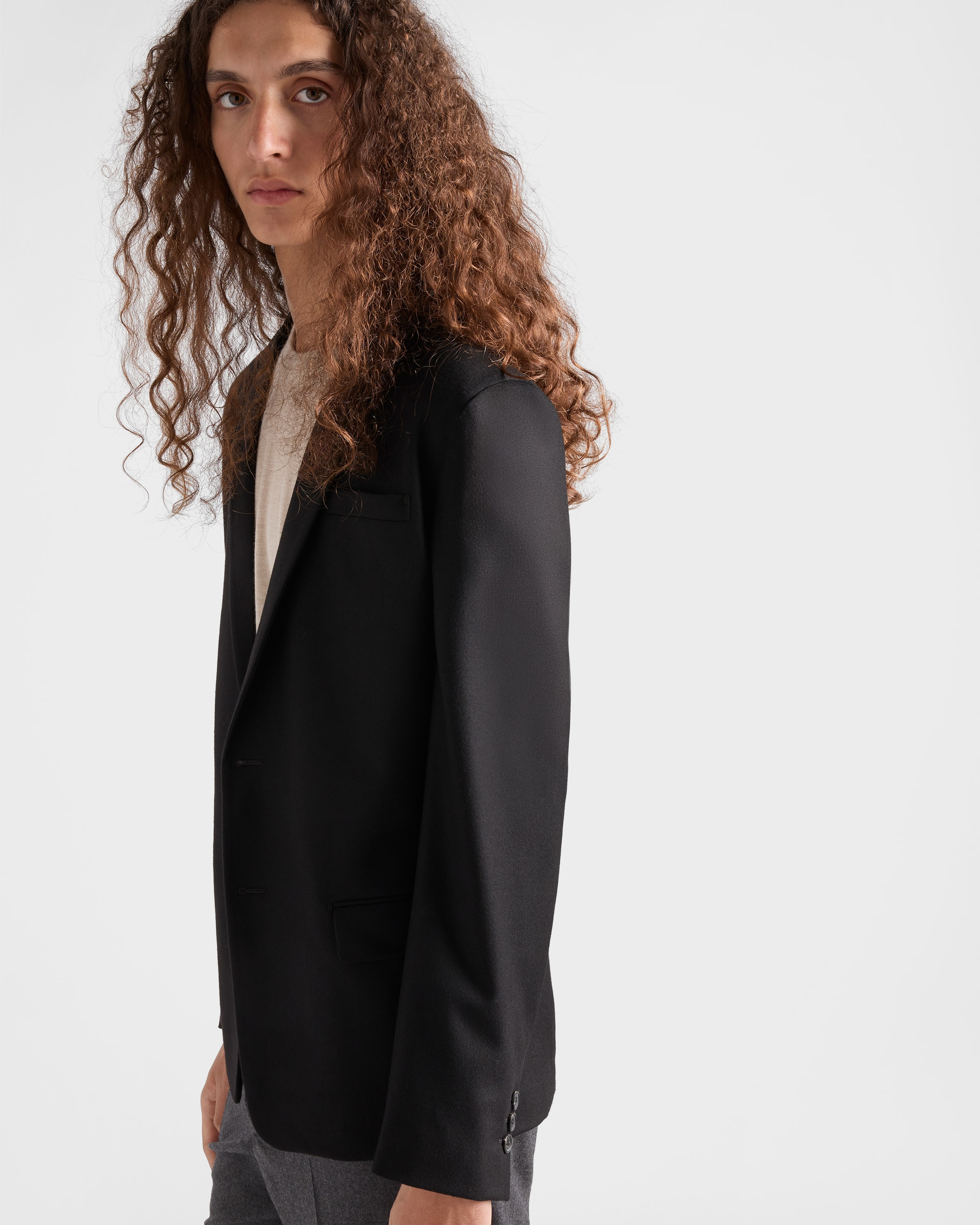 Single-breasted wool blend jacket - 4